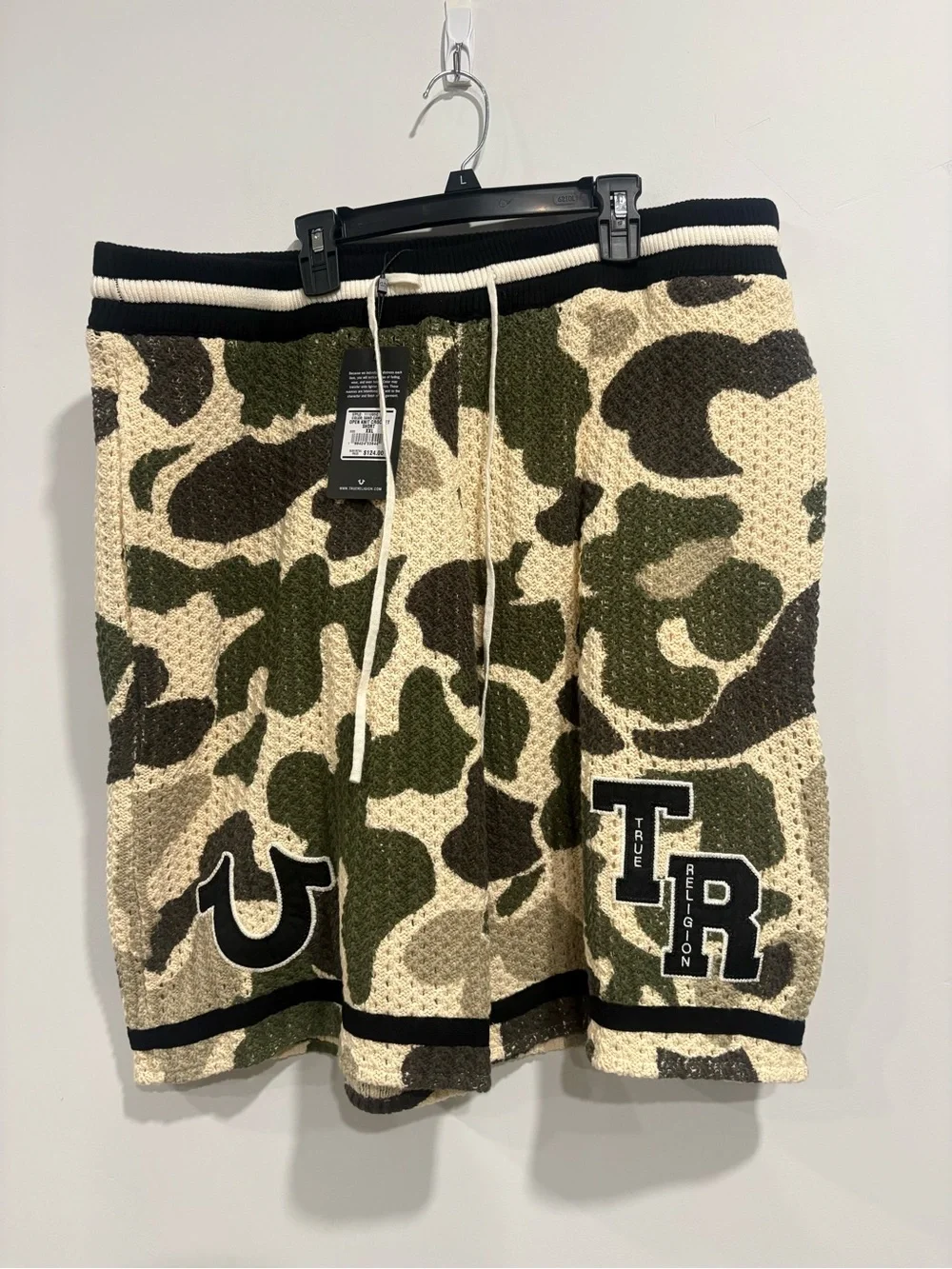 True Religion Open Knit Crochet Camo Short
